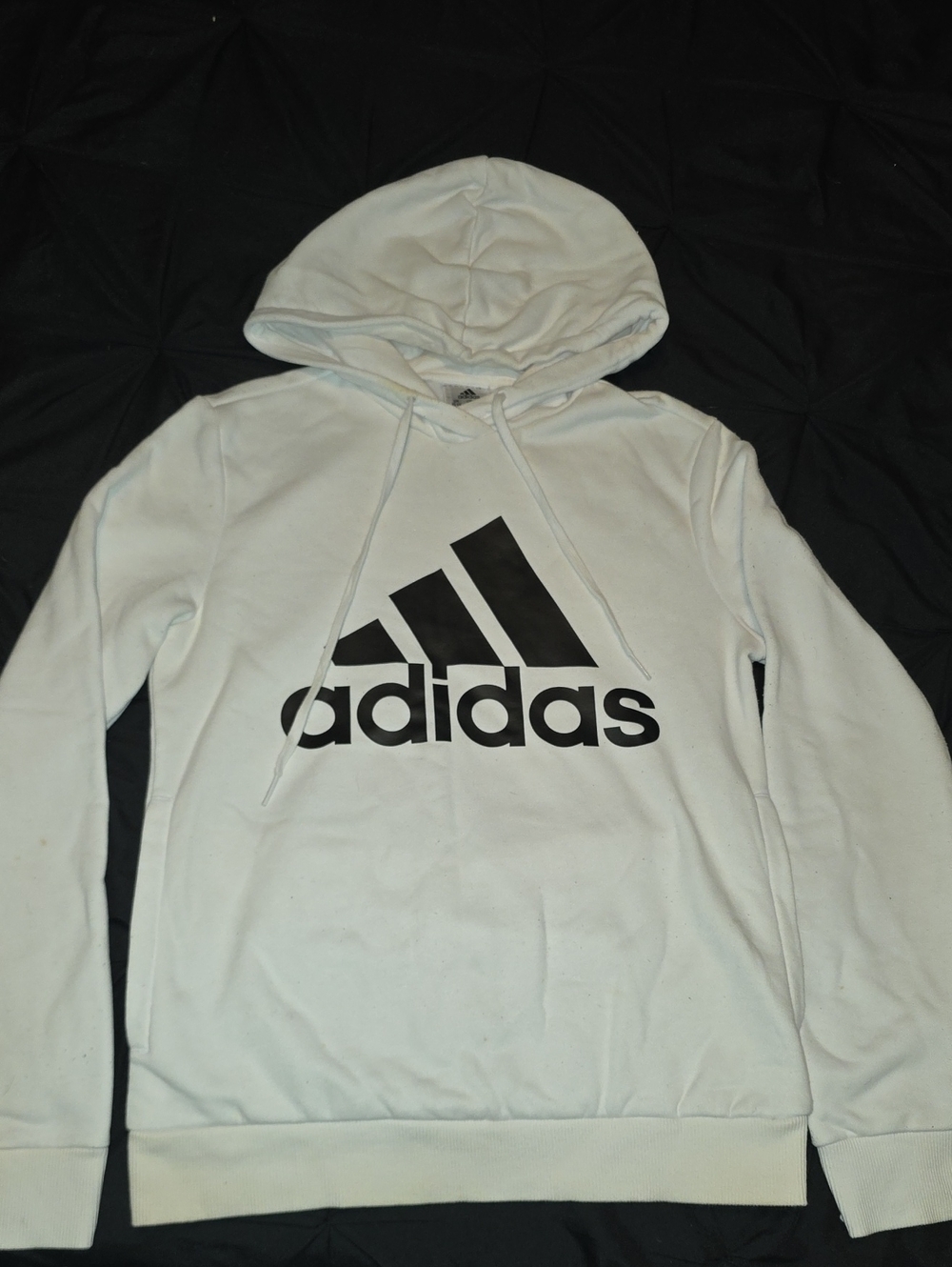 Adidas White Hooded Sweatshirt with Black Logo